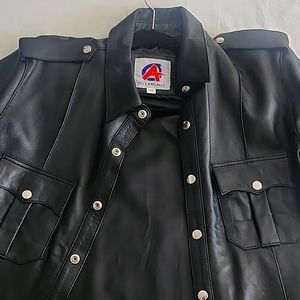 Leather button-up shirt
